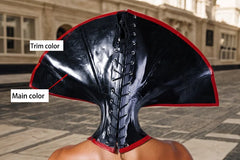 Women Latex Accessories Fan Shape Neck Corset