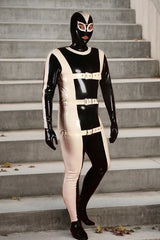 Man Latex Catsuits Full Body Strapped In