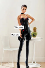 Women Latex Catsuits Black Catch Falling Spider