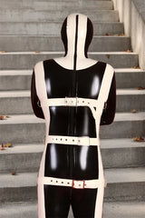 Man Latex Catsuits Full Body Strapped In