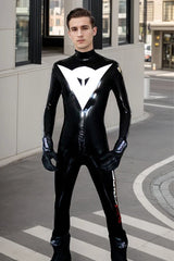 Man Latex Catsuits Moto Racing Biker