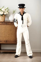 Men Latex Catsuits Sailor Flared Legs