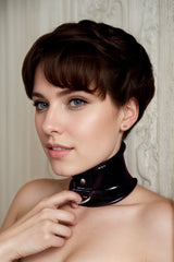 Women Latex Neck Corset Black D Ring Fetish