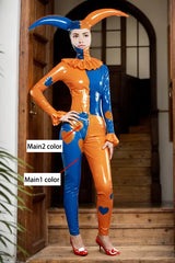 Women Latex Catsuits Jestress with Hood Corset cosplay