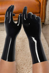 Women Latex Gloves Black Tight Minimalist