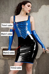 Womens Sapphire Sizzle Latex Dress Set