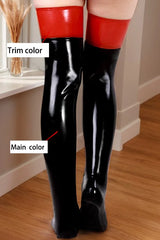 Women 2 Tone Thigh High Latex Stockings