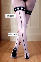 Womens Brianna Pink Latex Stockings
