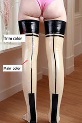 Women Transparent Latex Stockings Thigh Hi