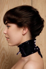 Women Latex Neck Corset Black D Ring Fetish