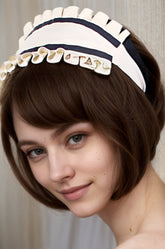 Women Latex Maid Headband White Frilly