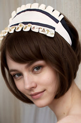 Women Latex Maid Headband White Frilly