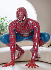 Men Latex Catsuits Spider Cosplay Red Blue