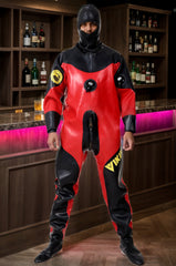 Men Latex Catsuits Full Body Hooded Diving Suit Viking