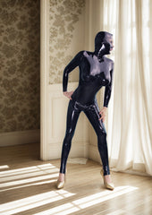 Men Latex Catsuits Full body wrap Hood
