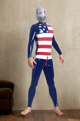 Men Latex Catsuits Alliance Back Zipper Three-Tone