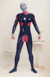 Man Latex Catsuits Front Zipper Two-Tone