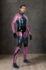 Men Latex Catsuits Chebar Transparent Purple