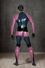 Men Latex Catsuits Chebar Transparent Purple
