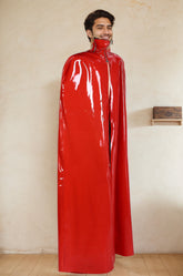 Men latex cape Full Length High-Collar
