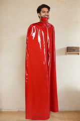 Men latex cape Full Length High-Collar