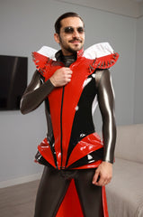 Men Red & Black Latex Jacket Winged Warrior Costume
