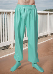 Men Green Latex Pants Harem with Attached Socks
