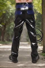 Men Black Latex Pants Tube-Legged High Waist