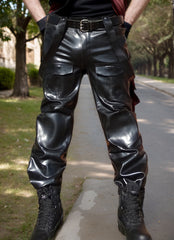 Man Latex Pants Air Force Flight Jeans Style Latex
