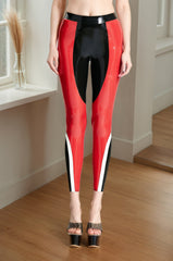 Women Tri Color Latex Leggings