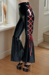 Women Black Flared Latex Pants