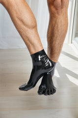 Men Latex Socks Latex Five Toes Classic Minimalist Black Heelless Ankle