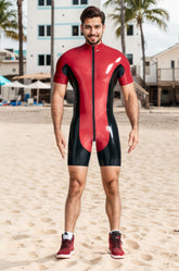 Men Latex Bodysuits Two Tones Surfsuit