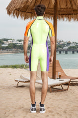 Men Latex Bodysuits Multicolor Shoulder Zip Surfsuit