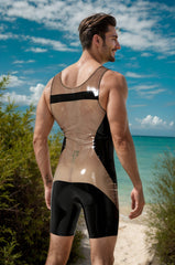 Men Latex Catsuits Singlet Style Suit Grey Black