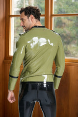 Men Latex Jackets Male Military Cadet Tunic Jacket Suit Style Gentleman s Green