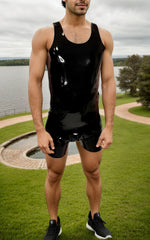 Men Latex Vests Black Sleeveless