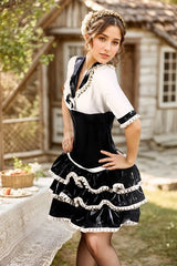 Women Latex Maid Dress Structured Corset