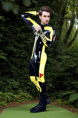 Man Latex Catsuits VR46 Name MotoGP Biker