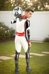 Man Latex Catsuits MotoGP Biker with Codpiece