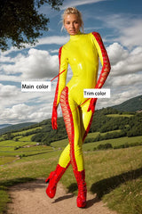 Women Latex Catsuits Tie Me Up Yellow