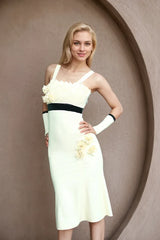 Women Latex Dress Garden Muse Floral Appliqu¨¦ White