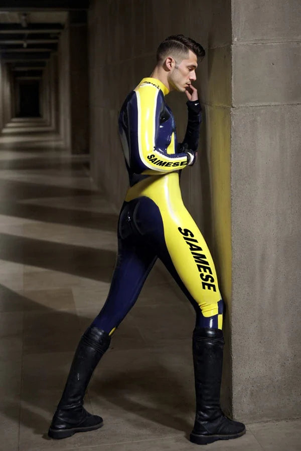 Man Latex Catsuits T Age Moto Biker