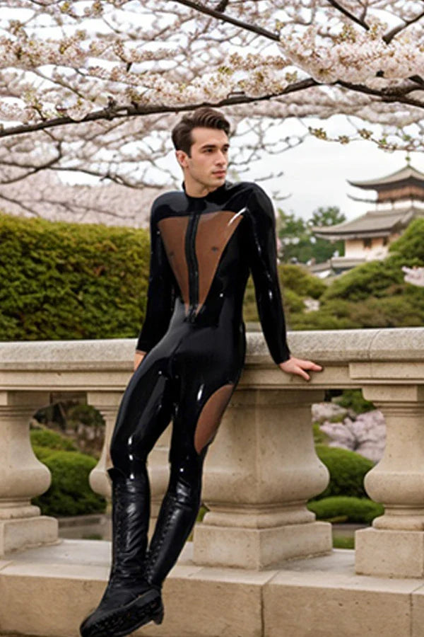 Man Latex Catsuits Back Me Up Two Tones