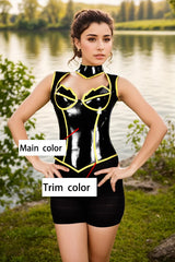 Women Black Latex Corsets Fangora Overbust