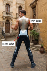 Man Latex Catsuits Show Off Two Color Sleeveless