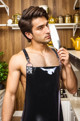 Men Latex Apron with Harness Straps