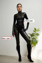 Women Latex Catsuits Smoked Black Cyberpunk