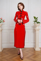 Women Latex Dress Red Cheongsam cosplay