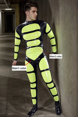 Man Latex Catsuits Straposis Back Zipper Feet